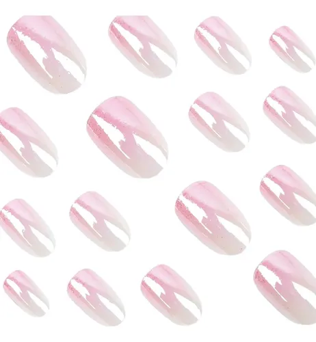 Uñas Acrílicas Ombre Rosadas Ovaladas 24 Pcs Wuhcim
