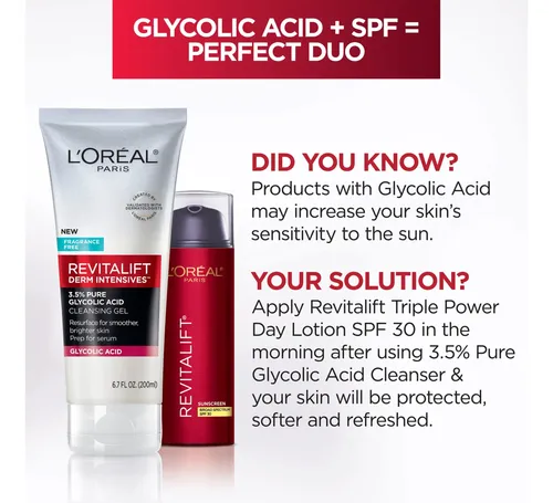 Gel Limpiador L’oreal Paris Revitalift Con 3,5% De Ácido Gli Todo Tipo De Piel Día/noche
