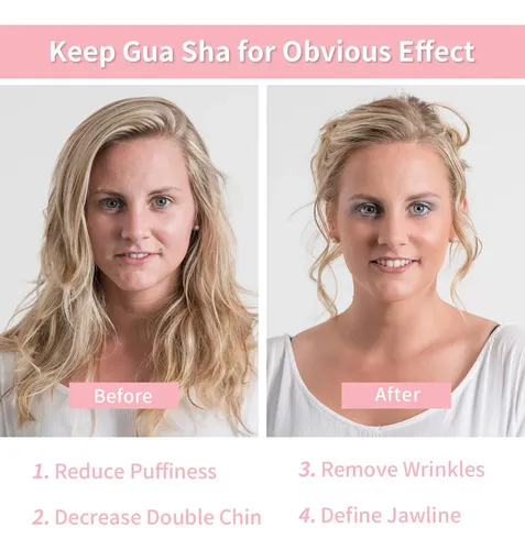Herramientas Faciales Gua Sha Fuiyoocen, Cuarzo Rosa Natural