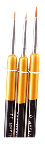 Kit 3 Pinceles Liner Cortos Para Detallar Uñas Y Pinturas