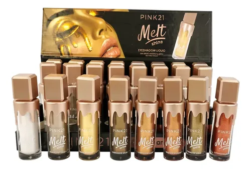 Caja X 24 Sombras Ojos Liquida Glitter Metalica Melt Pink 21