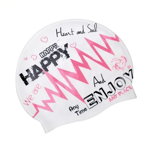 Gorros De Natación De Silicona Para Hombre, Gorro De Baño Im Blanco Printed Graphic Text And Heart Pattern Adulto