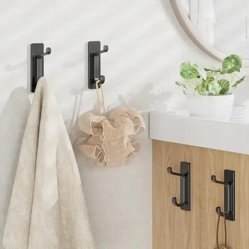 Set de 4 Ganchos de Pared Dobles Adhesivos Jazak para Baño y Cocina