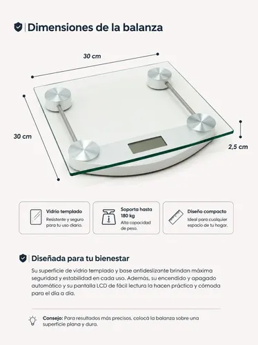 Balanza Digital De Baño Dinax Vidrio Templado 180kg