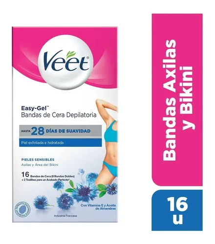 Veet Bandas Depilatorias Axila Y Bikini Piel Sensible 16u