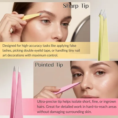 Yh Juego De Pinzas De Acero Inoxidable Para Cejas, 4