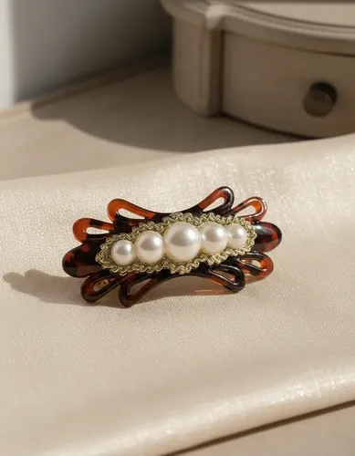 Hebilla Broche Para Pelo Retro Vintage Perlas Plástico