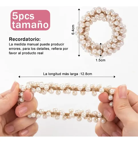 5 Scrunchies Elásticos Para Cabello Perlas Niñas
