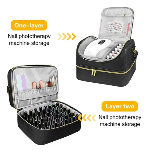 Organizador De Esmalte De Uñas, Bolso Portátil Con Negro