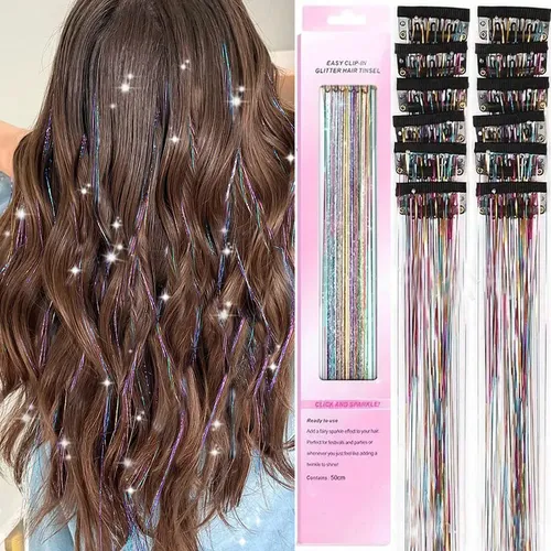 Extensión De Cabello Con Alambre Dorado Láser De 12 Piezas E