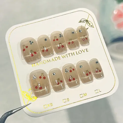 Uñas Prensadas Con Purpurina Nude Con Diamantes De Imitación