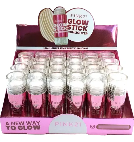 Caja X 24 Iluminador Highlighter Glow Stick Pink 21 En Barra