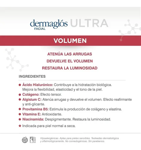 Crema Dermaglós Hidratante De Noche Ultra Volumen 50g Normal A Seca Noche
