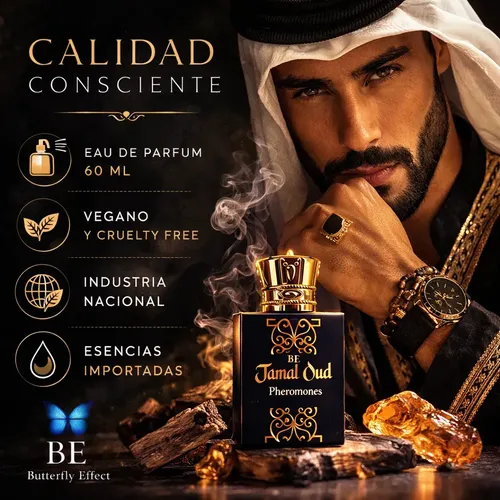 Eau de Parfum Jamal Oud para Hombre de Butterfly Effect con Feromonas, 60 mL