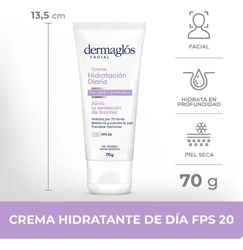 Dermaglos Crema Rehidratacion Intensiva Día Con Fps20 70g Tipo de piel Seca