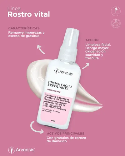 Crema Facial Exfoliante Con Carozo De Damasco 60cc Arvensis