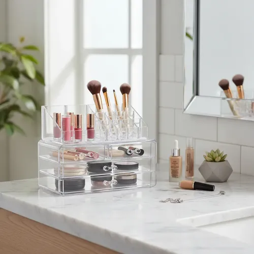 Organizador Maquillaje Cosmeticos Belleza 4 Cajones Plastico Color Transparente