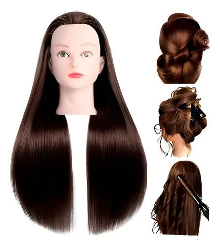 Km Cabeza De Maniquí De Entrenamiento De Peluquería 26 -. Marrón Oscuro