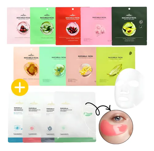 4 Mascarillas Faciales Hidratantes Para Rostro Y Ojeras