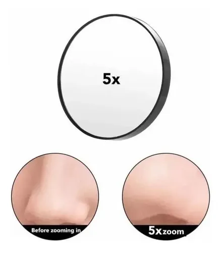Espejo Con Aumento 5x Incluye Ventosa 7.5cm Diámetro