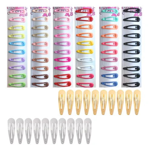 100 Hebillas De Pelo Broche Tic Tac Blister Unidades Surtido
