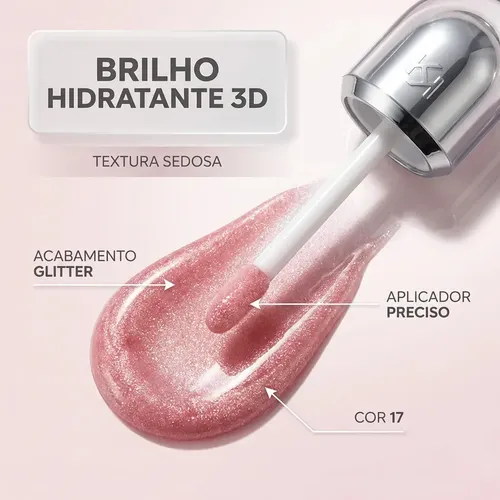 Brillo de labios Kiko Milano color 17, hidratación intensa con acabado vinilo, textura ligera y larga duración.