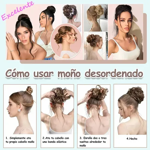 2 Piezas Chongos Postizos De Cabello Natural, Extensión