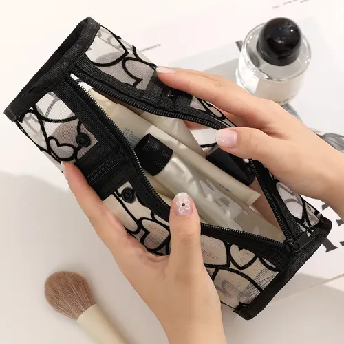 Neceser Multifuncional De Malla Negro For Maquillaje .