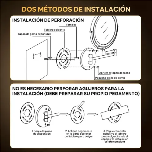 Espejo De Tocador Iluminado 8.5 Con Luz Regulable