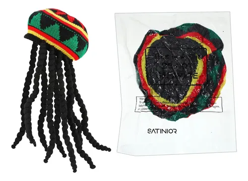 Sombrero Satinior Rasta Con Peluca De Rastas Para Divertirse Multicolored