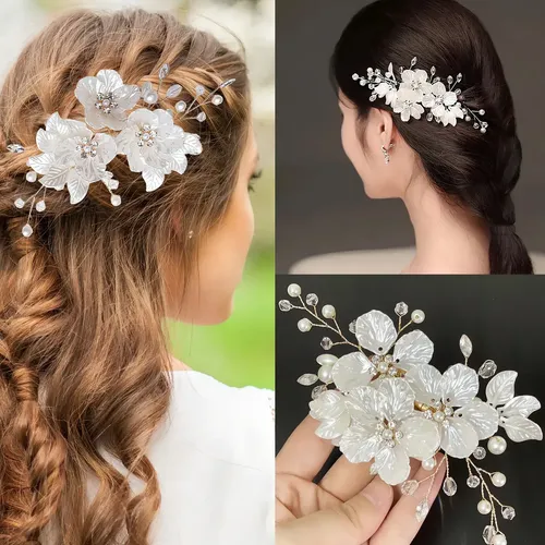 Peinetas Tocado Novia Para Cabello Juego X2 Mujer