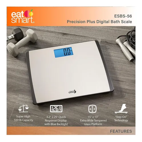 Eat Smart Precisión: Báscula De Baño Digital Con Lcd Acero Inoxidable