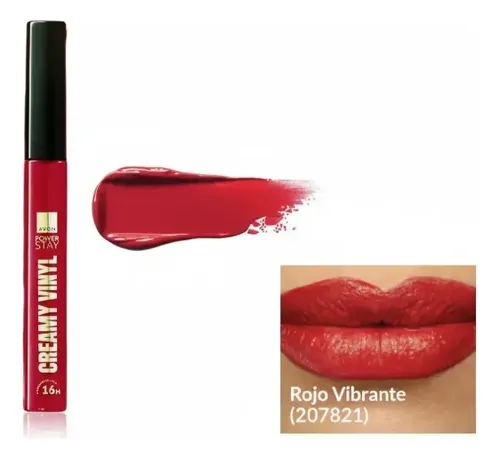 Labial Avon Power Creamy Vinyl Larga Duración Rojo Vibrante