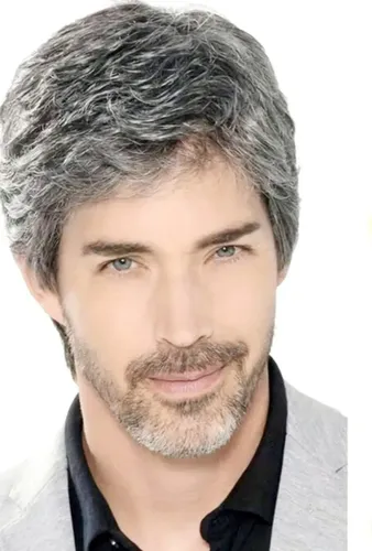 Peluca Canosa De Uso Diario Hombre Humanizada Tamaño De La Base Universal Tono Gris Corto