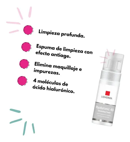 Hyaluronic 4d Cleansing Foam Espuma Limpieza Facial Lidherma Momento de aplicación Día/Noche Tipo de piel Todo tipo de piel