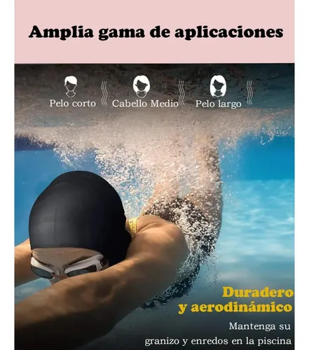 4 Unids Gorro De Natacion Mujer Con Orejeras -silicona Suave