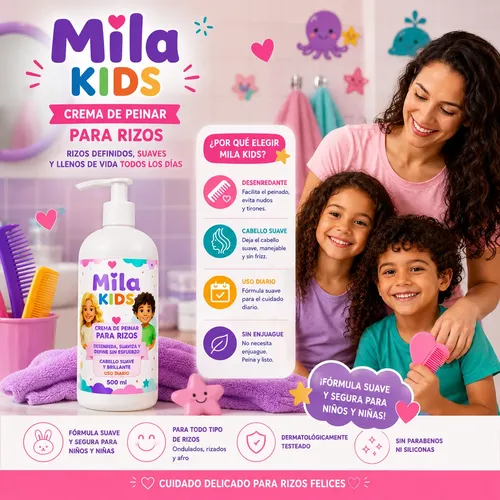 Crema Para Peinar Rizos Kids Desenreda, Define Y Suaviza