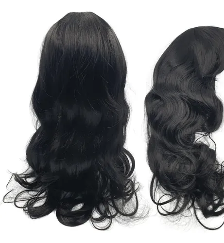 Peluca Con Rulos C/ Flequillo Negro #1 70cm Lefemme