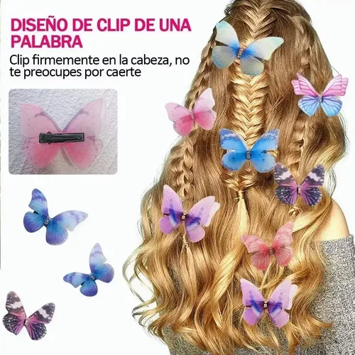 Pinzas Para Pelo Niña Con Moño Y Mariposa, Clip