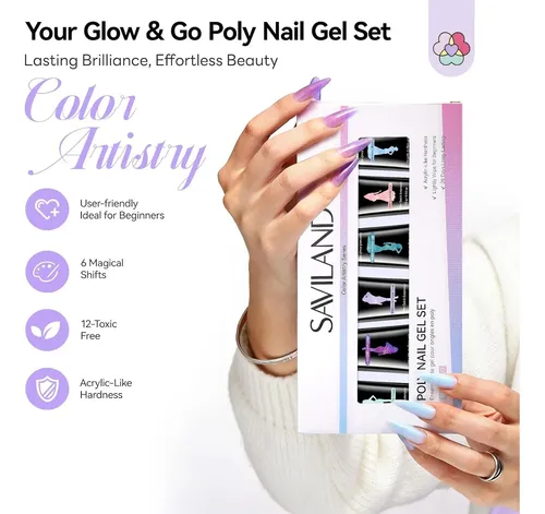 Conjunto Poly Gel Saviland 6 Colores 28 Días Uñas