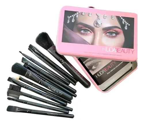 Set 12 Brochas Pinceles Maquillaje Profesional Estuche Metal