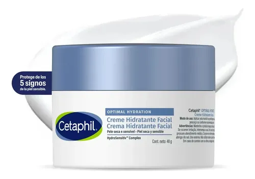 Cetaphil Optimal Hydration Crema de Día Facial Piel Sensible y Seca 48 g | Con HydroSensitiv Complex, ácido hialurónico y margarita azul, hidrata durante 48 horas, mejora la suavidad en 1 semana.