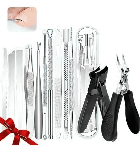 Set 12 Cortauñas De Acero Inoxidable Profesional