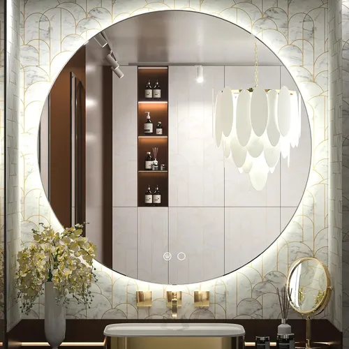 Espejo Led Baño Redondo Grande Luz 3 Colores Antivaho
