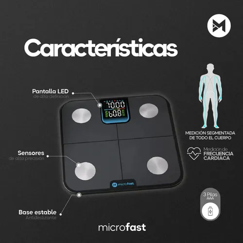 Balanza Baño Digital Personal Inteligente Masa Muscular 4 Electrodos Análisis Corporal Biompedancia App Bluetooth 180kg