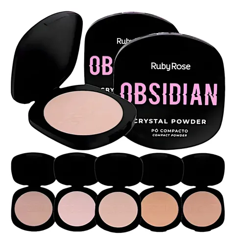 Polvo Compacto Crystal Powder Obsidian Ruby Rose Terciopelo