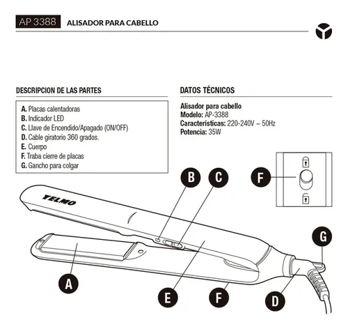 Secador Sc3688 Y Planchita De Cabello Ap3388 Yelmo Esencial