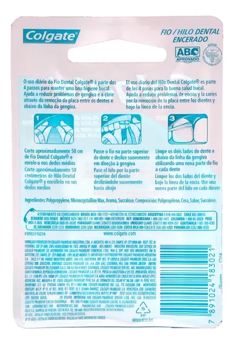 Colgate original hilo dental mint sabor menta 50 m