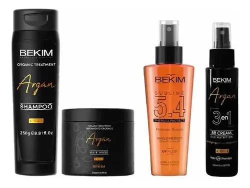 Combo Argan Shampoo Mascara Serum Protector Térmico Bekim