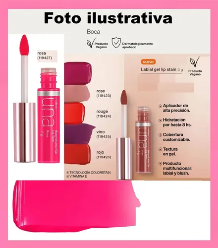 Natura Una Labial Gel Lip Stain Rosa Acabado Semimate